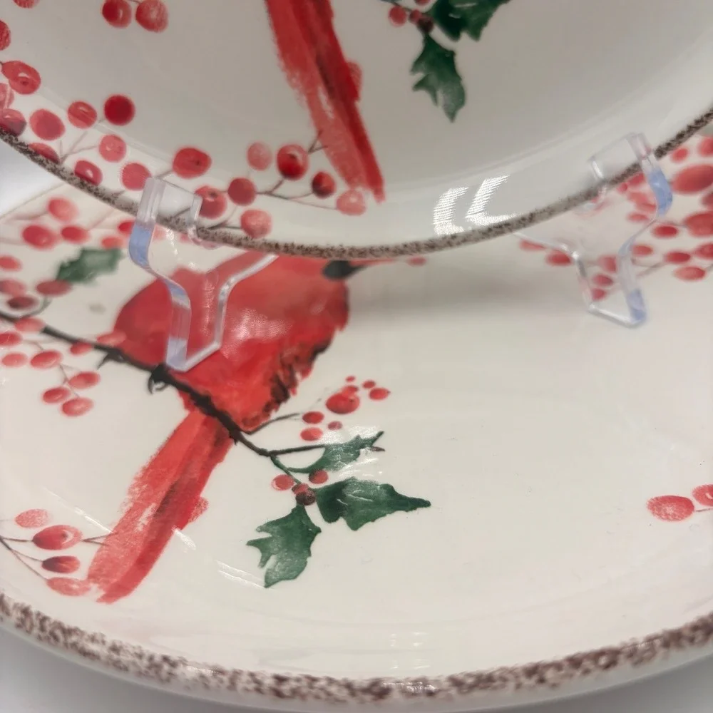 Potters Studio Cardinal Berry Holiday Serving Platter Dinner Plates Christmas